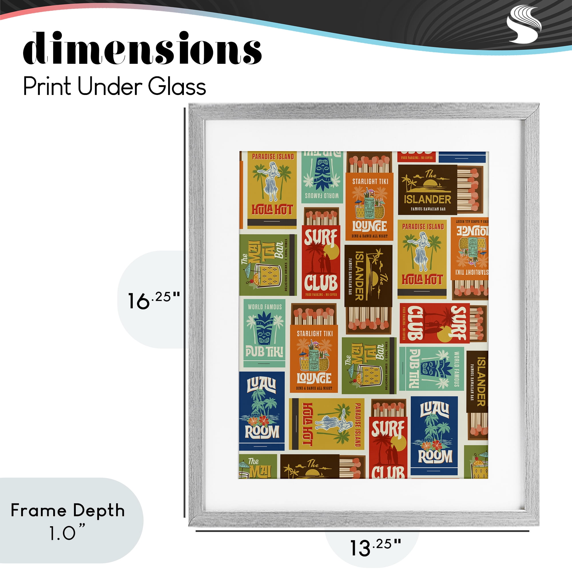 Stupell Industries Vintage Tropical Match Boxes Gray Framed Print Under Glass, design by Emily Dumas