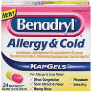 Benadryl Allergy & Cold Gelatin Coated KapGels, 24 Count