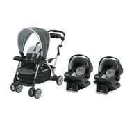 Angle View: Graco RoomFor2 Dual Stand & Ride Platform Stroller and 2 Car Seats Travel System