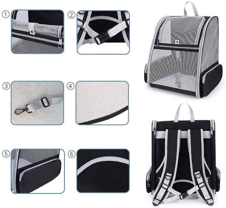 Pet Backpack Carrier for Small Dogs & Cats | Up to 15lbs Capacity | Foldable with Breathable Mesh Windows | Ideal for Travel, Hiking & Outdoor Adventures(Black)