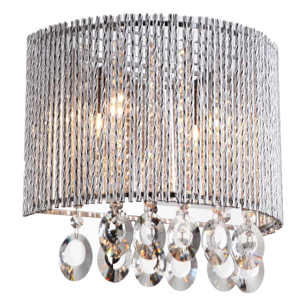 Crystalline Round 2 Light Crystals Wall Sconce