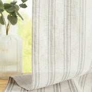 Curtainking Striped Kitchen Curtains Linen Cafe Curtains Semi-Sheer Farmhouse Tier Curtains 26x36 inch 2 Panels Short Curtains Rod Pocket Grey on Beige