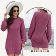 thumbnail image 4 of VENUZOR Long Sleeve Sweater Dress for Women 2026 Fall Ridded Kint Casual Mock Turtleneck Dress lightweight Puff Sleeve Sweater Dress Pullover, 4 of 6