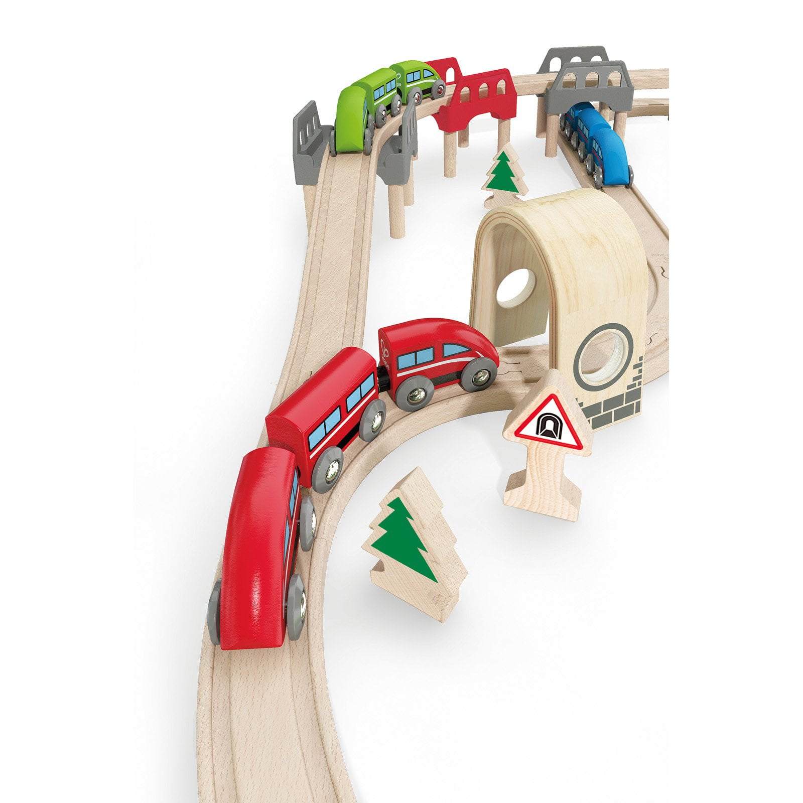 hape high and low railway set