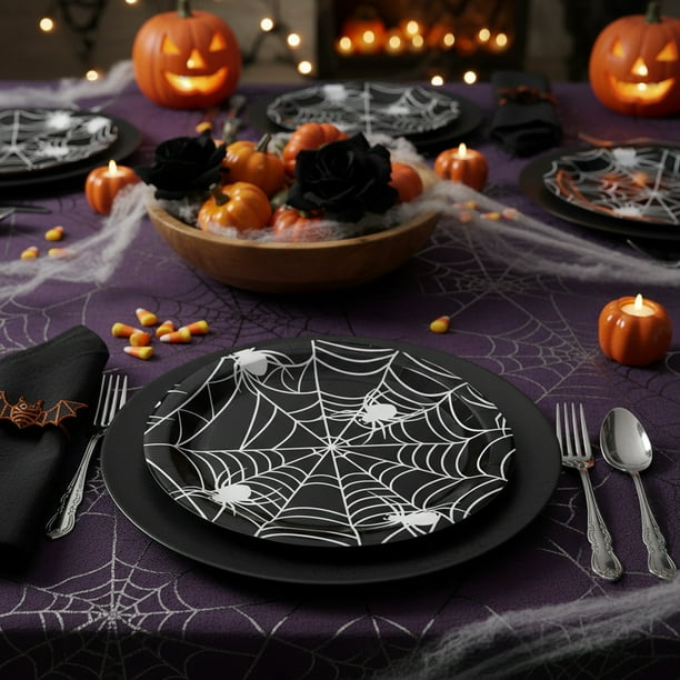 Hogar y cocina, Decoración del hogar, Decoración navideña, 16 platos de papel desechables para Halloween, vajilla de papel.