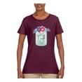 thumbnail image 2 of Y'all Is Not Word It's A Word Southern Artsy Jar with Flowers Pop Culture Womens Graphic T-Shirt, Maroon, 2XL, 2 of 3