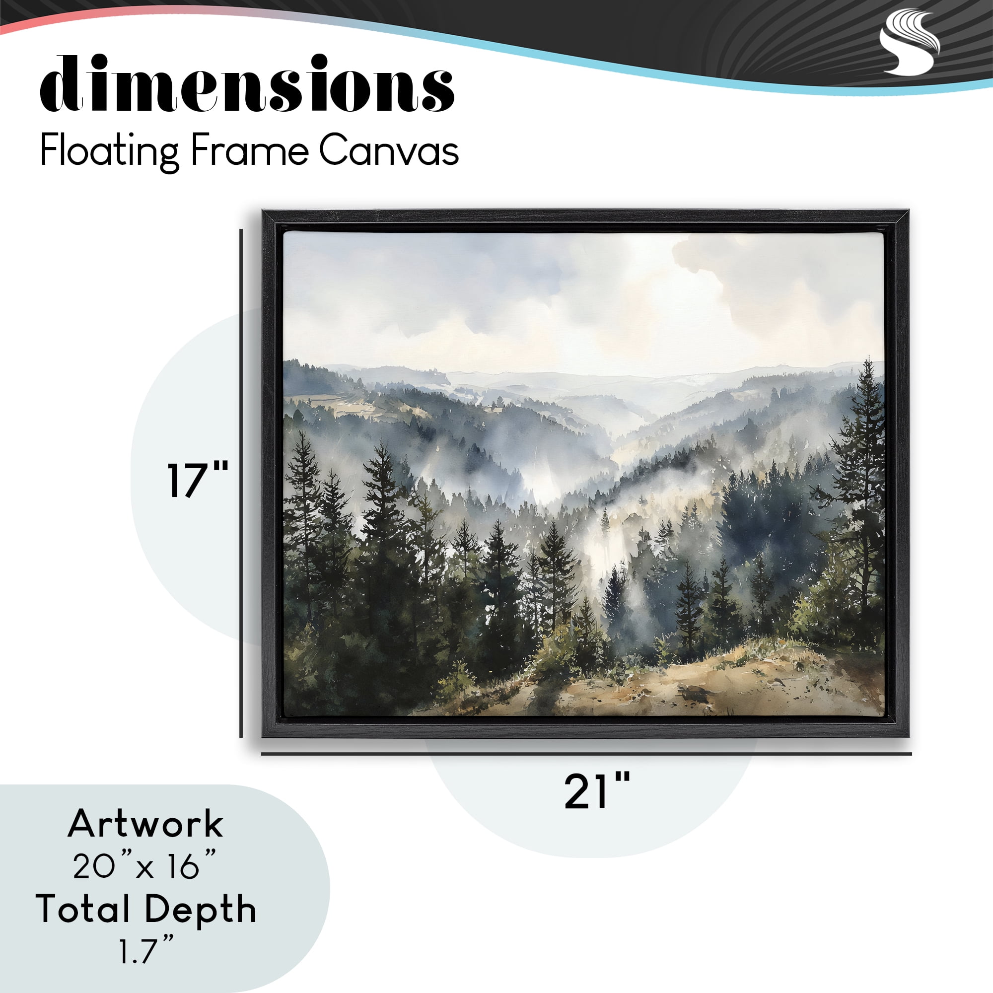 Stupell Industries Misty Tree Tops Vista Black Framed Floater Canvas Wall Art, design by Franklyn Gregory