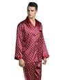 thumbnail image 3 of Elegant Mens Pajamas, Two Piece Set, Soft Satin Feel Sleepwear, 3 of 7