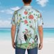 thumbnail image 4 of Fotbe Chinoiserie Floral Palm Tree Camisa Hawaiana para Hombre Unisex – Camisa Casual de Verano con Botones de Manga Corta de Algodón y Lino,Large, 4 of 7