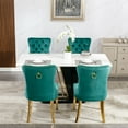 thumbnail image 4 of Glavbiku Modern High End Velvet Dining Chair Set of 2,Dining Room Rivets Chairs with Gold Legs,Green, 4 of 12