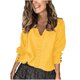 thumbnail image 1 of Suéter de cuello en V para mujer, blusa informal de manga larga con botones sólidos, blusa de poliéster para mujer, 1 of 5