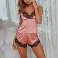 thumbnail image 4 of YWDJ Pajamas for Women Women Deep V Lace Stitching Satin Pajamas Home Service Pink M, 4 of 9