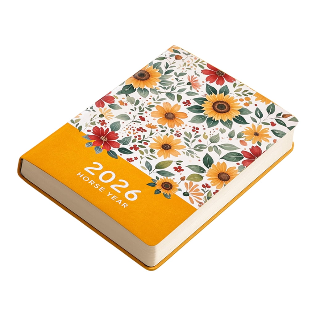 2026 Weekly Planner Hardcover Flower Leather Academic Planner Notebook 256 Pages