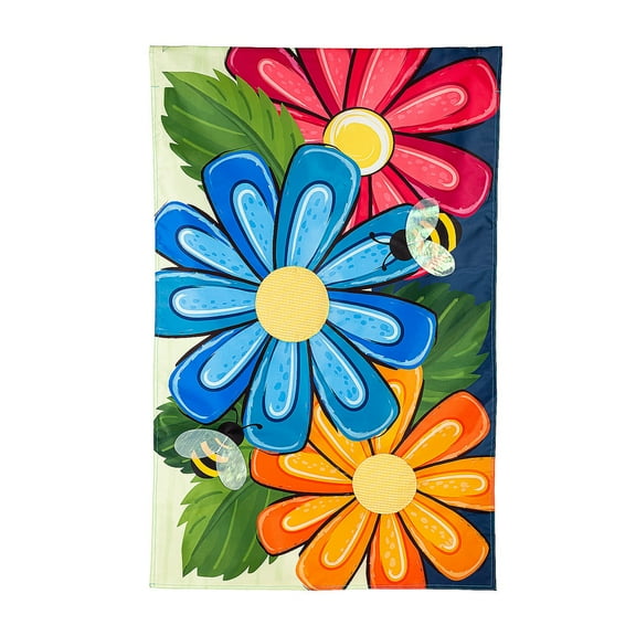 Evergreen Applique Garden Flag - Spring Floral, 12.5 x 18 inch Double Sided