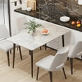 thumbnail image 3 of WisFor Sintered Stone Dining Table Kitchen Dinette Table Furniture with Sturdy Metal Legs,47.2in,Glossy White, 3 of 9