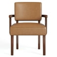 thumbnail image 5 of FAGAGA Accent Chair Set of 2 with Table, Mid Century Modern PU Leather Chair for Living Room, Oversized Chair for Reading Room, Reception Room, Bedroom | Leather Brown, 5 of 8