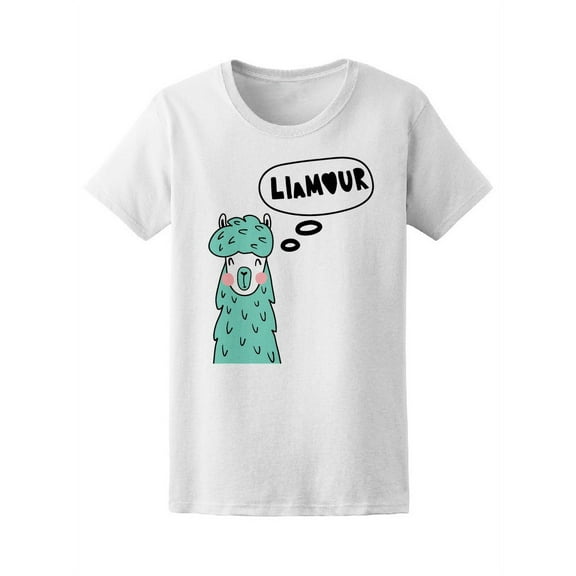 Funny Llama Pun Llamour T-Shirt Women -Image by Shutterstock, Female Large