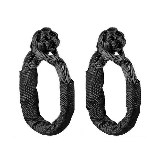 2pcs Soft Shackle Rope Synthetic Off Road Towing ATV Winch Recovery Accessories With Protective Sleeve Strap Trailer Portable ,Easy to Carry