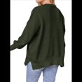 thumbnail image 3 of Suéteres de Murciélago Extragrandes para Mujer, Conjuntos de Otoño 2025, Suéteres de Cuello Redondo de Punto con Abertura Lateral, Tops de Moda. Verde L, 3 of 9
