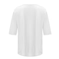 thumbnail image 4 of CFLVAEK Hauts pour Femmes à Manches 1/2 pour l'Automne, Chemise Décontractée Unie, Coupe Ample, Col Rond Basique, Blanc, m, 4 of 5