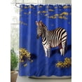 thumbnail image 2 of Fsddascl Blue Grassland Abstract Shower Curtain Set - Standard 72" x 72" Washable Bathtub Curtain with 12 Hooks, Zebra Wildflowers Natural Scenery Waterproof Fabric Stall Shower Curtains for Bathroom, 2 of 6