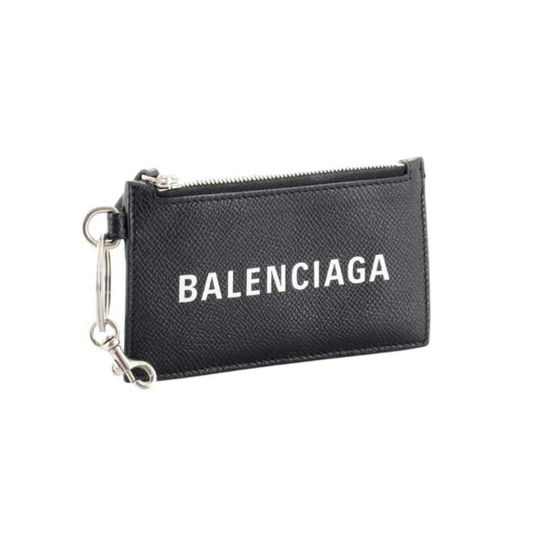 Balenciaga Cash Black Leather Lanyard Card Holder Wallet 594548