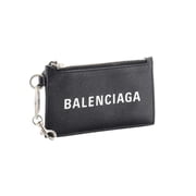 Balenciaga Cash Black Leather Lanyard Card Holder Wallet 594548