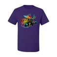 thumbnail image 2 of Wild Bobby, Colorful Rainbow Moose Head Wildlife Animal Lover Men's Graphic T-Shirt, Purple, X-Large, 2 of 3