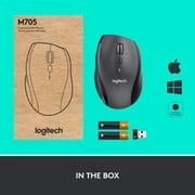 ماوس Logitech M705 Marathon اللاسلكي، ماوس الألعاب اللاسلكي، جهاز استقبال USB بسرعة 2.4 جيجا هرتز، 5 أزرار قابلة للبرمجة، بطارية لمدة 3 سنوات، كمبيوتر شخصي، ماك، كمبيوتر محمول، جهاز Chromebook