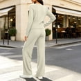 thumbnail image 6 of Miqool Womens 2 Piece Outfits Corduroy V Neck Button Front Long Sleeve Top Matching Pants Set Casual Loungewear Tracksuit S‑XXL, 6 of 7