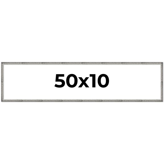 50x10 Frame Silver Grey Distressed Solid Wood Picture Frame | 0.75 Inch Moulding Width | Interior