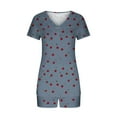 thumbnail image 6 of Women's Pajamas Sets Short Sleeve Lounge Sets Sleepwear Cherry T-Shirts Shorts Casual Two Piece Pjs Set, S, 6 of 7