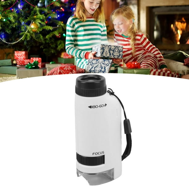 Mini Microscopio, Mini Microscopio Portátil De Mano Con Luz Suave, Enfoque De 60x A 120x Fácilmente Con Luz LED Para Observación De Niños