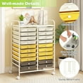 thumbnail image 3 of 20-Drawer Organizer Cart Tools, Mobile Utility Storage Cart, Rolling Storage Cart with Detachable Drawers & Lockable Wheels for Home, Office, School,Apartment, Dorm, Libaray(Yellow, Beige & Grey), 3 of 5