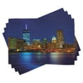 thumbnail image 1 of Ambesonne Urban Place Mats Set of 4, Manhattan Sunset Skyline, Standard Size, Multicolor, 1 of 6