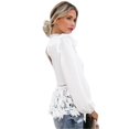 thumbnail image 4 of Women Lace Hollow Blouses Ruffles Long Sleeve O-Neck Patchwork Shirts Tops, 4 of 4