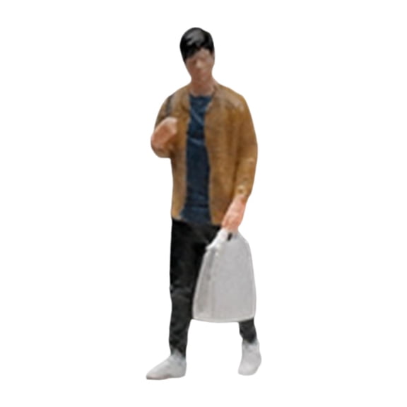 Mini figura a escala 1/64, regalo de cumpleaños, obra de , centro de mesa, escultura artificial, simulación de figura humana para salón de té de Hombre con bolsa