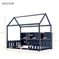 thumbnail image 4 of Mirightone Twin Size House Bed with LED Light and Fence Guardrails, Farmhouse Bed Frame for Girls Boys, Wood Montessori Floor Bed Frame with Storage Bookshelf, (Navy Blue), 4 of 10