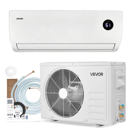 VEVOR Mini Split Air Conditioner, 9000 BTU 115V Fast Cooling & Heating, 19 SEER2 High Efficiency Energy Saving, Quiet Inverter System for 450 Sq.Ft Coverage Area, Easy to Maintain, for Home, Office