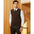 thumbnail image 6 of Kallspin Men's Sweater Vest Cotton V Neck Relaxed Fit Knit Sleeveless Pullover Sweater(Brown,3X-Large), 6 of 9