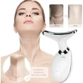 thumbnail image 2 of Masajeador facial, dispositivo de belleza para rejuvenecimiento de la piel facial y cuello con 3 luces LED de colores, dispositivo para el cuello brillante (negro), 2 of 5