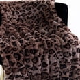 thumbnail image 2 of Plutus Brown Leopard Faux Fur Luxury Throw Blanket, 2 of 3