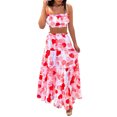 thumbnail image 4 of One opening 2 Pcs Women's Summer Bohemian Print Skirts Sets Spaghetti Strap Crop Top Camisole + High Waist Long Skirt Beach Outfits, 4 of 8