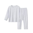 thumbnail image 5 of xaoyunyn Girls 2 Piece Basic Homewear Outfits Casual Solid Color Round Neck Long Sleeve Top and Pant Set 7-15 Years, 5 of 6