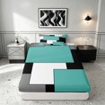 thumbnail image 4 of Manfei Minimalist Geometric Buffalo Twin Sheets, Abstract Bedding, Teal Black White Gray, Gray Reversible 3 Pieces1 Flat Sheet + 1 Fitted Sheet + 1 Pillowcase, 4 of 6