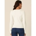 thumbnail image 4 of Unique Bargains Women's Long Sleeve Ribbed Knitted Tops Casual Cut Out Pullover Sweater XL White, 4 of 6
