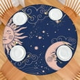 thumbnail image 2 of Celestial Round Elastic Tablecloth - Sun and Moon Astrology Print Waterproof Fitted Table Cover for Outdoor Dining, Windproof Picnic Cloth, 2 of 7