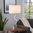 thumbnail image 7 of Benjara 30" Table Lamp- White Drum Fabric Shade- Modern Round Chrome Base, 7 of 7