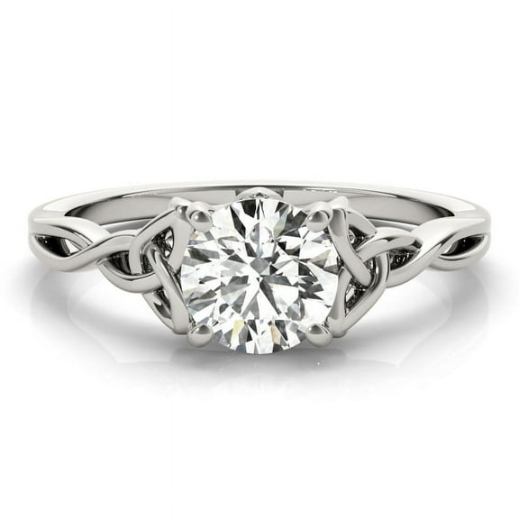 First Jewelry 1.9 Ct Round Cut Moissanite Engagement Ring - Stamped 14K White Gold Plated Wedding Band - Women's Moissanite Rings - Anniversary Gift for Her