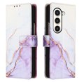 thumbnail image 3 of for Samsung Galaxy Z Fold 5 PU Leather Wallet case, Marble Pattern Credit Card Holder,Flip Folio Book Kickstand Cover Women Men with Long Strap for Samsung Galaxy Z Fold 5 5G, White+Purple, 3 of 6